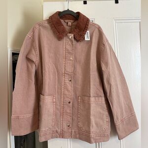 Old Navy Pink Jacket with Brown Collar